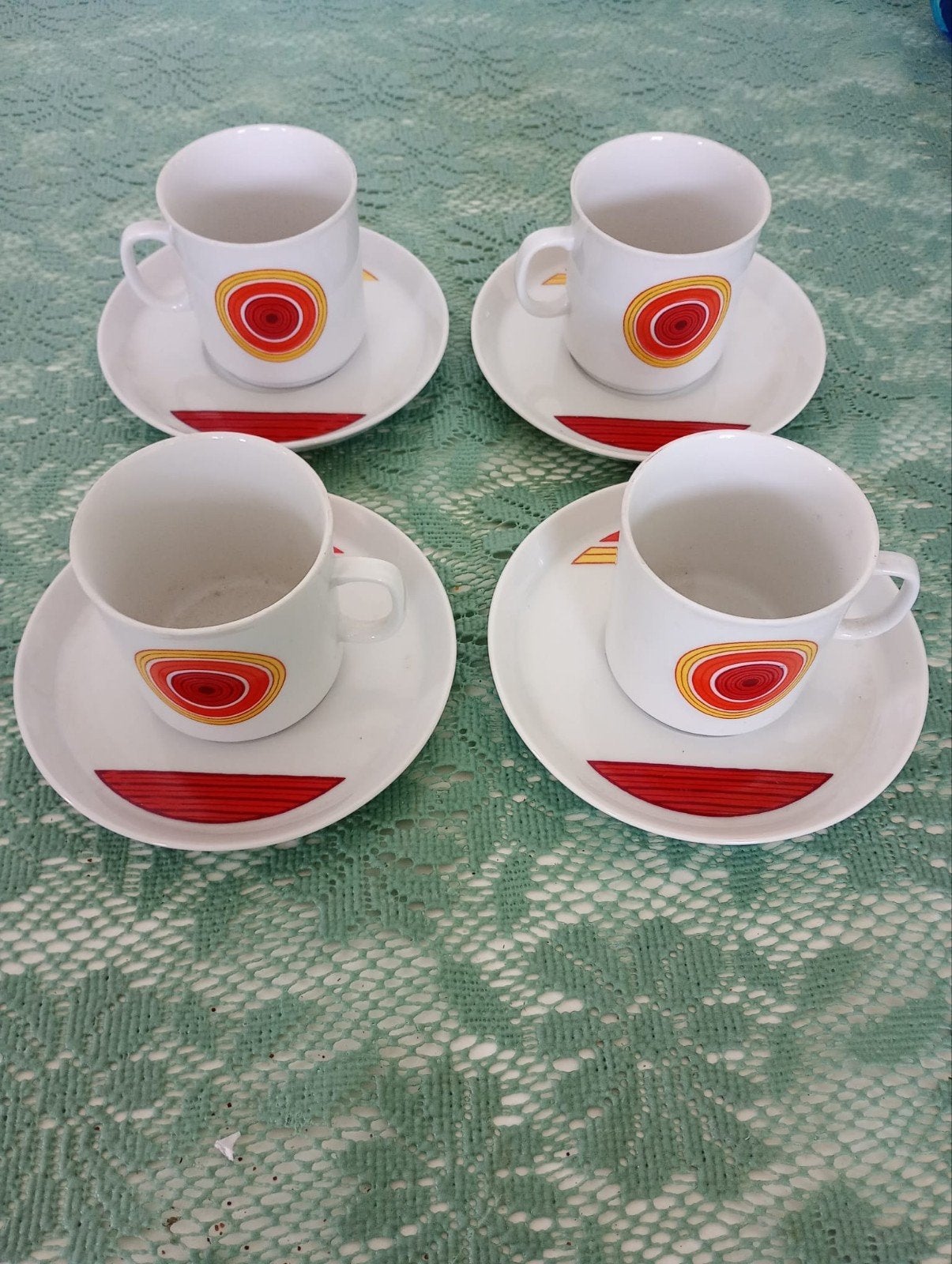 Vintage kop en schotels - Set van 4, Antiek en Kunst, Ophalen of Verzenden