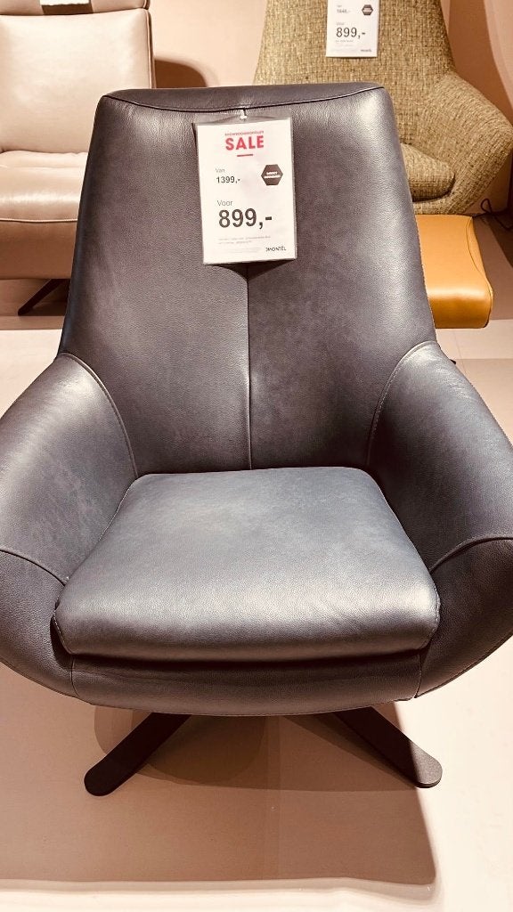 Montel Charles fauteuil Leder NIEUW!, Huis en Inrichting, Fauteuils, Ophalen, Nieuw, Modern, 50 tot 75 cm