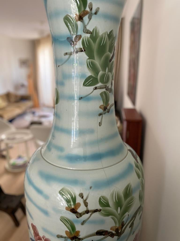 Grote Chinese Vaas - 1.80m - Handgeschilderd - Haarscheur, Ophalen of Verzenden