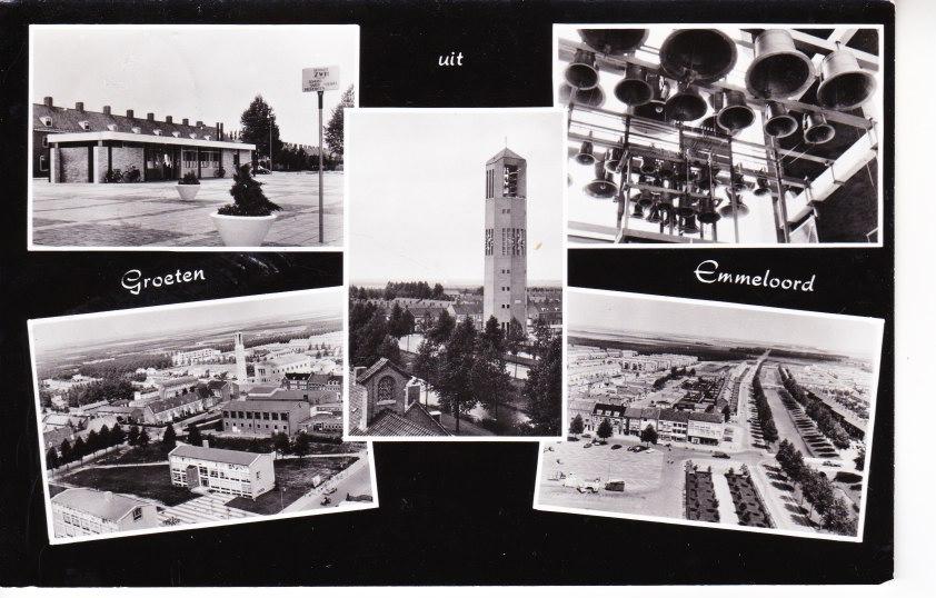 EMMELOORD,- o.a. De Poldertoren-Cariljon-Stadsgezichten.6-5, Ophalen of Verzenden, 1940 tot 1960, Gelopen, Flevoland