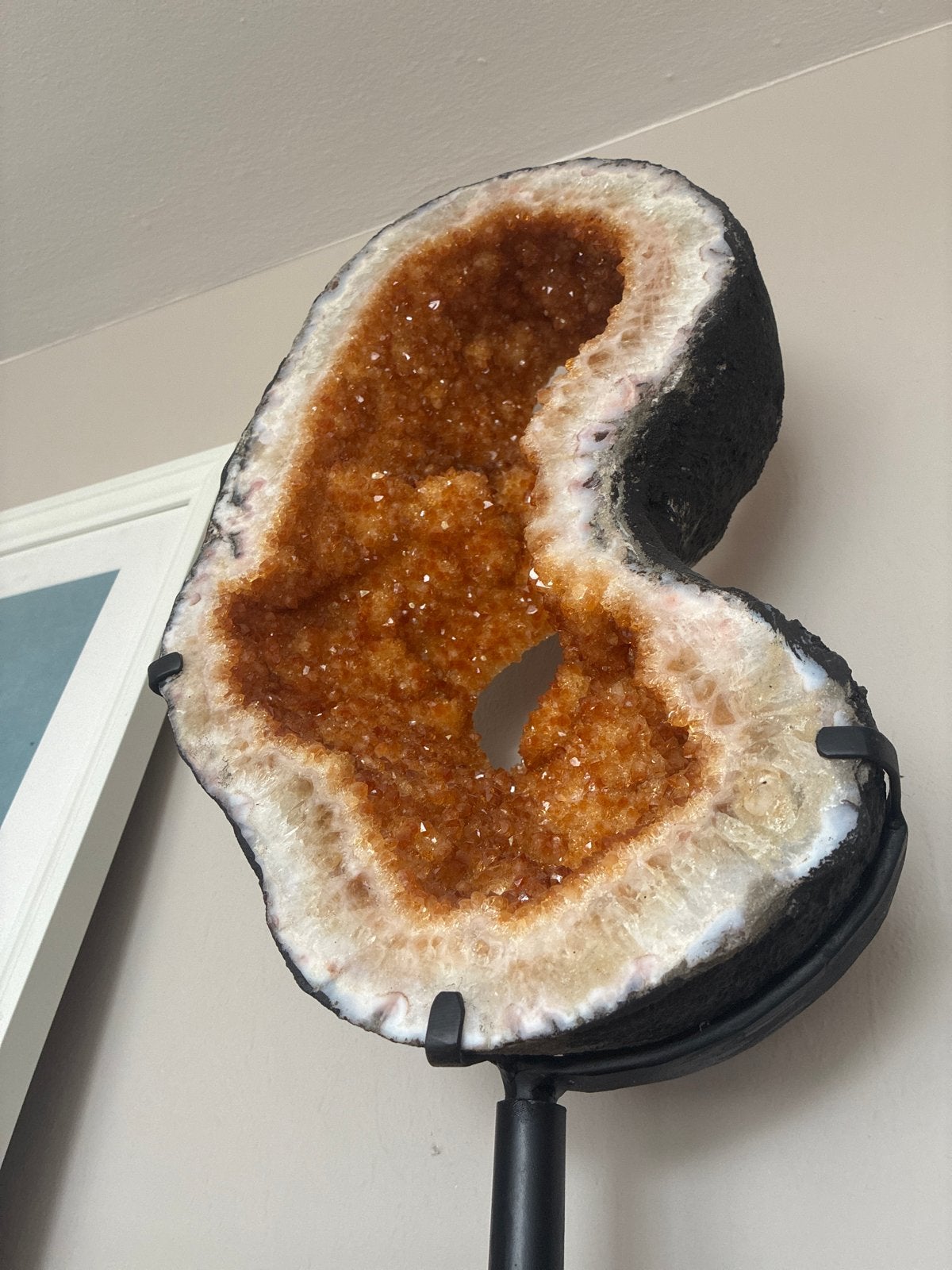 Grote (gebrande) Amethist Geode op Standaard, Ophalen, Mineraal