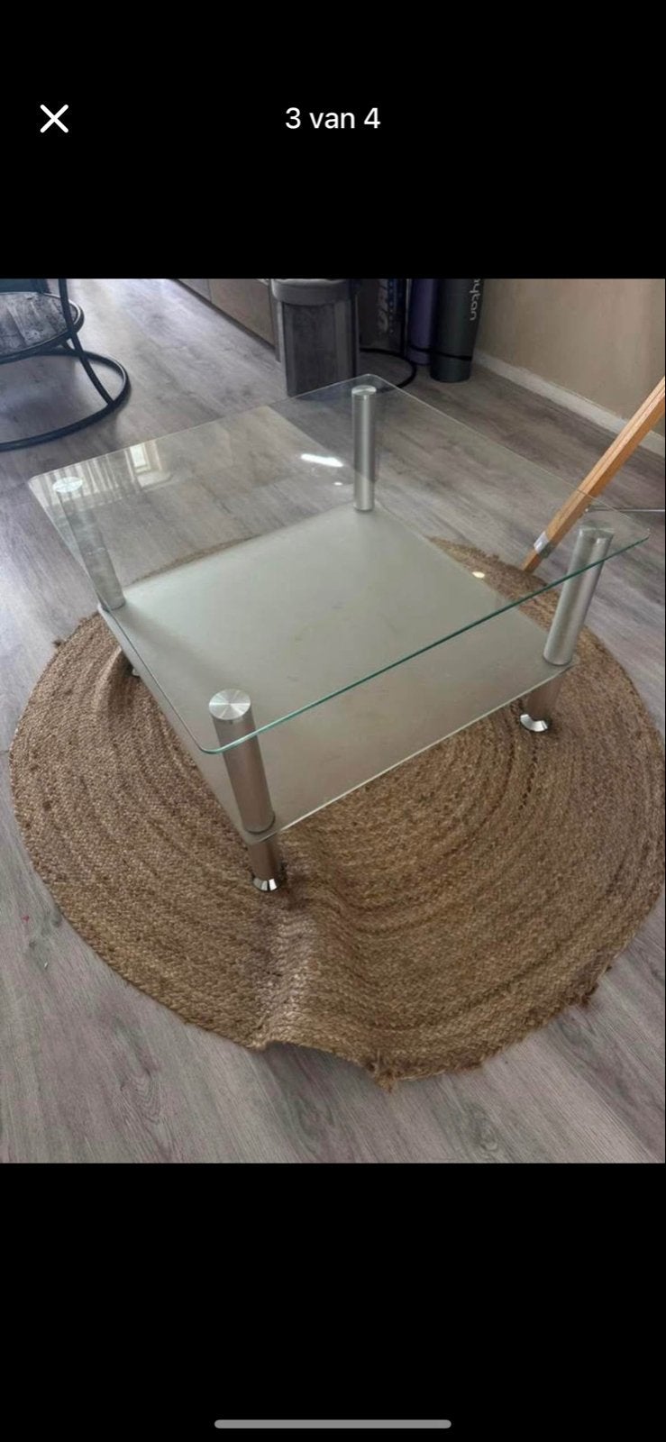 Glazen salon/bijzettafel, Ophalen, Gebruikt, Vierkant, 50 tot 100 cm