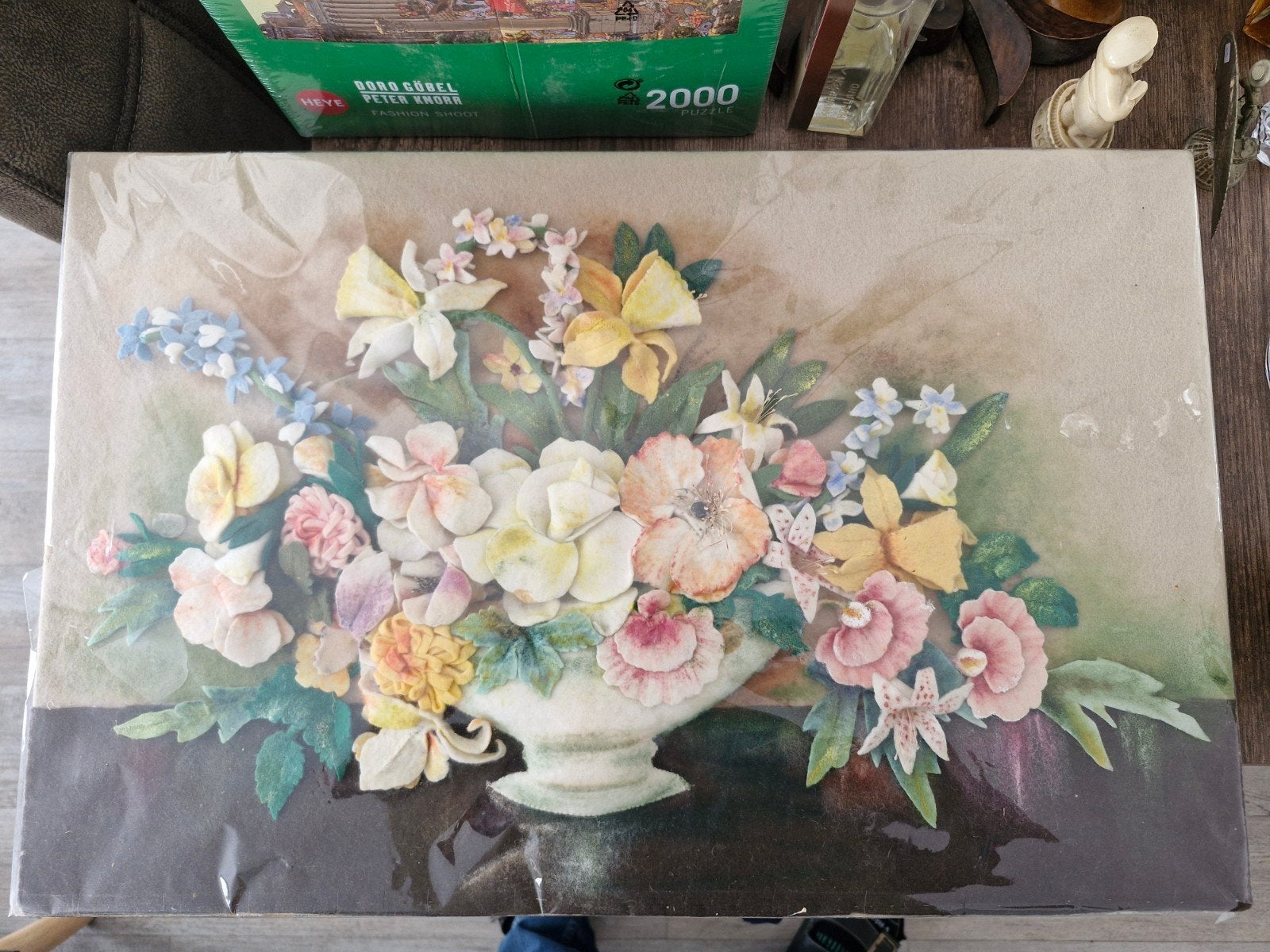 Vilten bloemstilleven, Ophalen of Verzenden