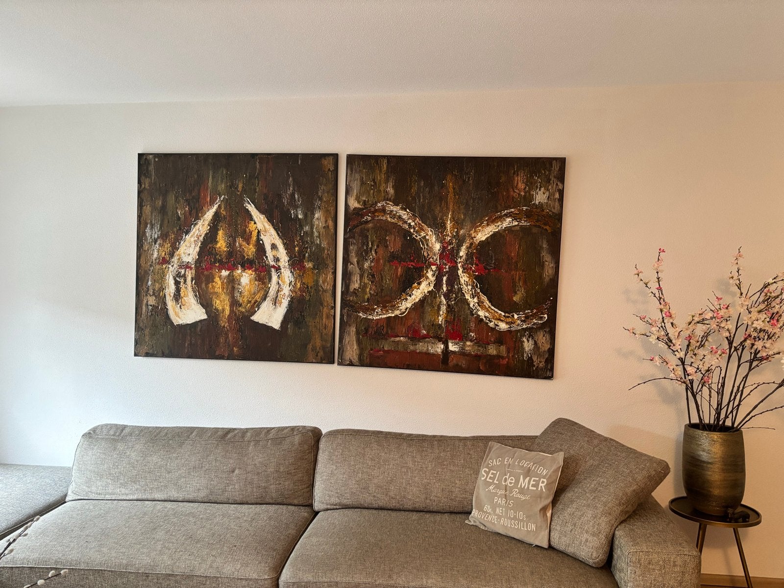 Twee abstracte schilderijen van Twan van de Ven, Antiek en Kunst, Ophalen