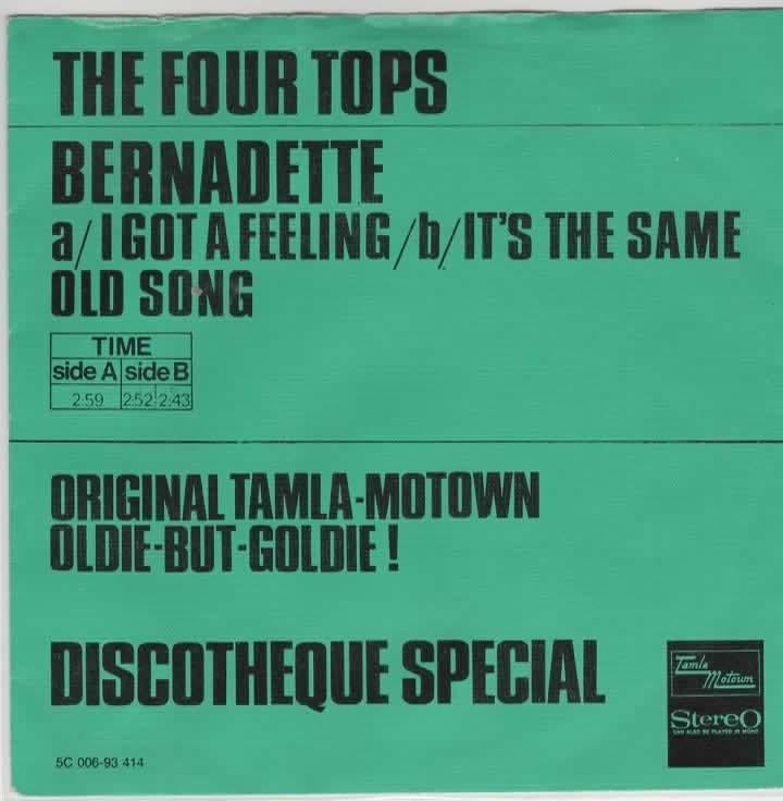 The Four Tops- Bernadette Maxisingel!!!/EP