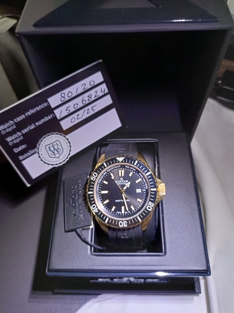Edox Neptunian 44mm Automatic 100ATM, Staal, Polshorloge, Overige materialen, Zo goed als nieuw