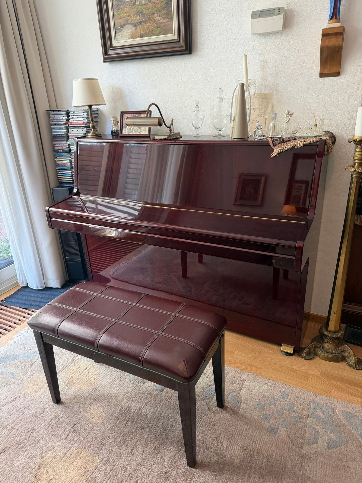 Samick Piano - Hoogglans bruin met Pianobank, Ophalen, Bruin, Zo goed als nieuw, Piano