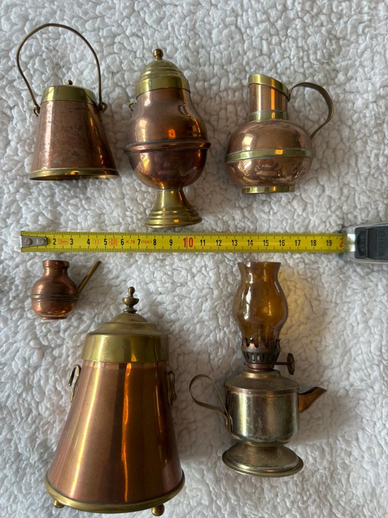 Verzameling tinnen en koperen miniaturen (letterbak), Ophalen of Verzenden