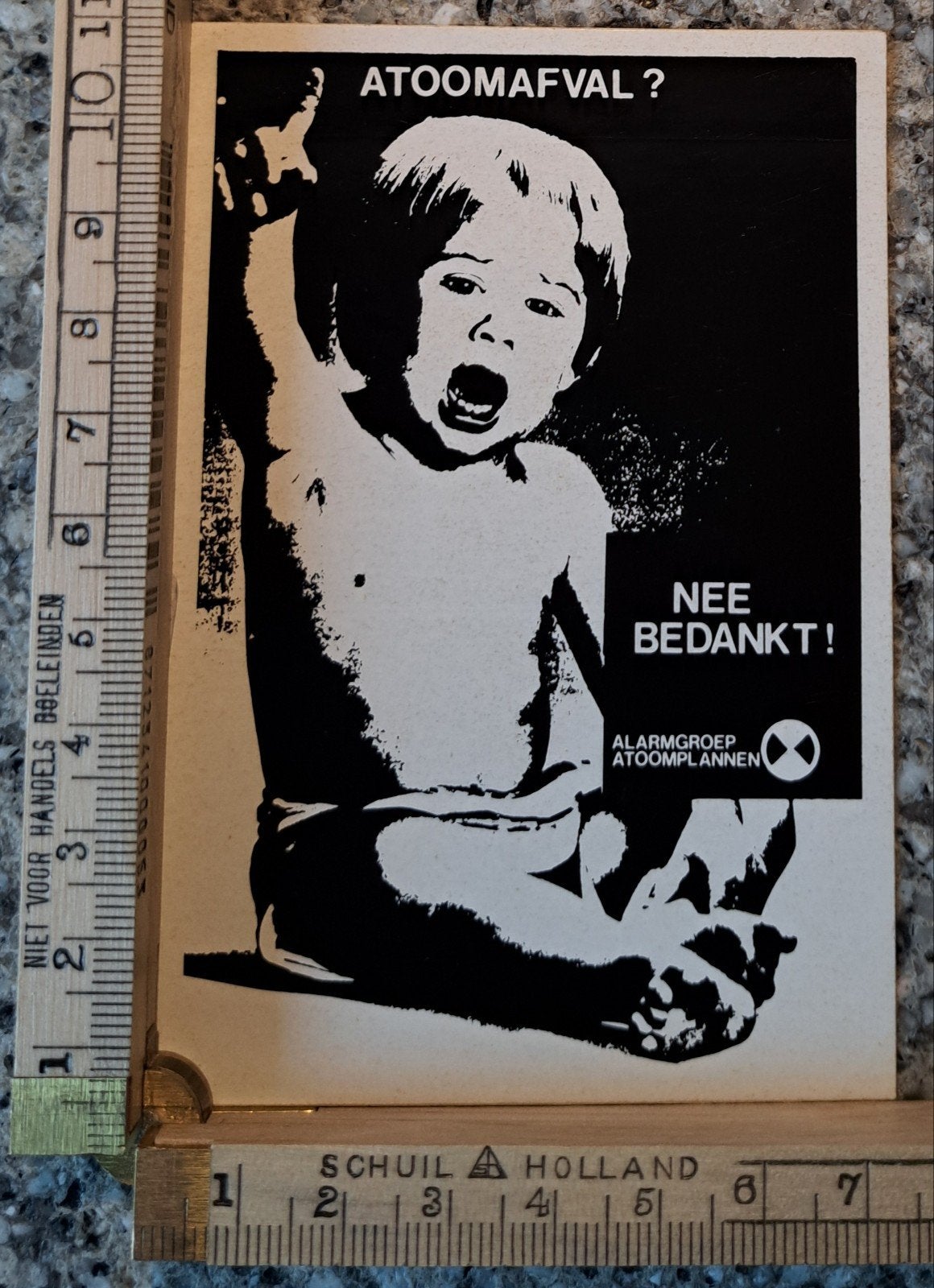 Vintage sticker Atoomafval nee bedankt alarmgroep atoomplan, Ophalen of Verzenden, Zo goed als nieuw