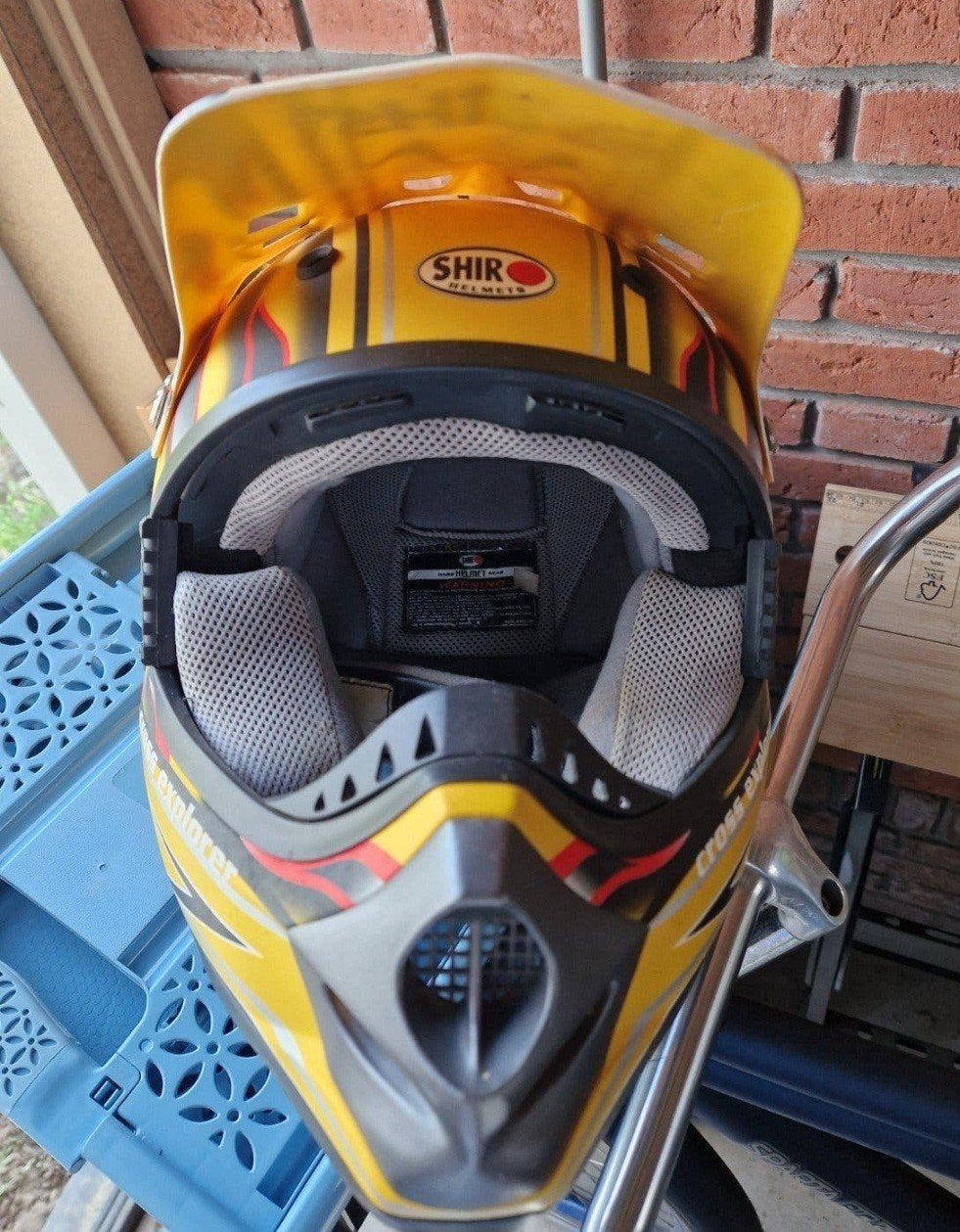 SHIRO Cross Explorer Motorcrosshelm - Geel/Zwart, Motoren, Ophalen of Verzenden, Tweedehands, Overige typen