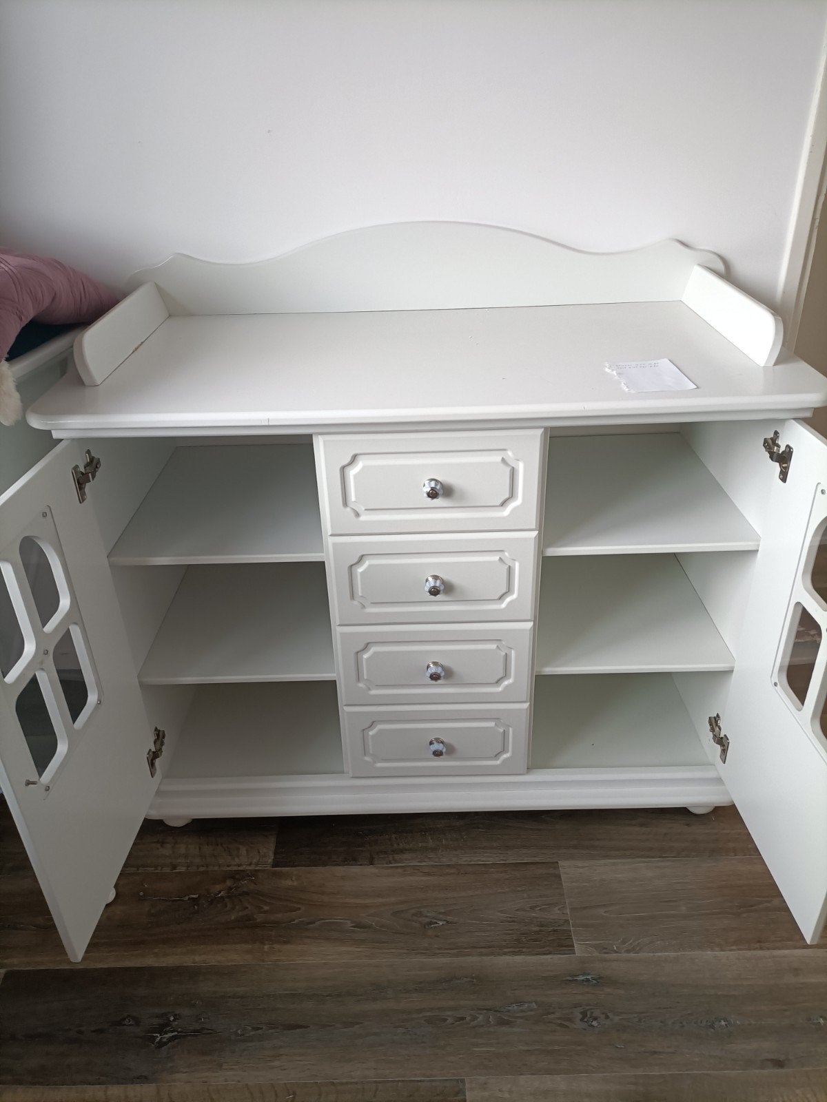 Witte commode met lades en kastjes, Kinderen en Baby's, Kinderkamer | Commodes en Kasten, Ophalen, Gebruikt, 50 tot 70 cm, 100 cm of meer