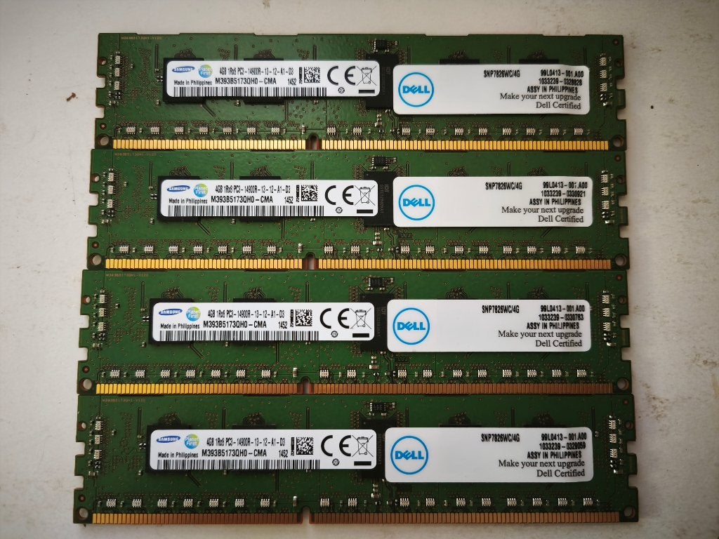 Dell Certified RAM Set - 16GB (4x 4GB) DDR3 ECC (PC3-14900R), Computers en Software, RAM geheugen, Ophalen, DDR3, Zo goed als nieuw