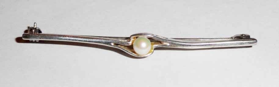 Broche zilver parel, Overige materialen, 4 tot 7 cm, Verzenden, Zo goed als nieuw