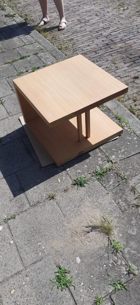 Gratis Salontafel, Huis en Inrichting, Tafels | Salontafels, Ophalen, Gebruikt, 50 tot 100 cm, Eikenhout