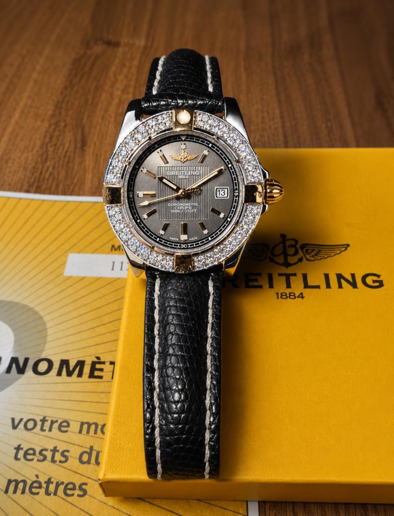 ■ Breitling Galactic 32 Dameshorloge / "Trophy Black" / 18k, Overige merken, Overige materialen, Leer, Ophalen of Verzenden