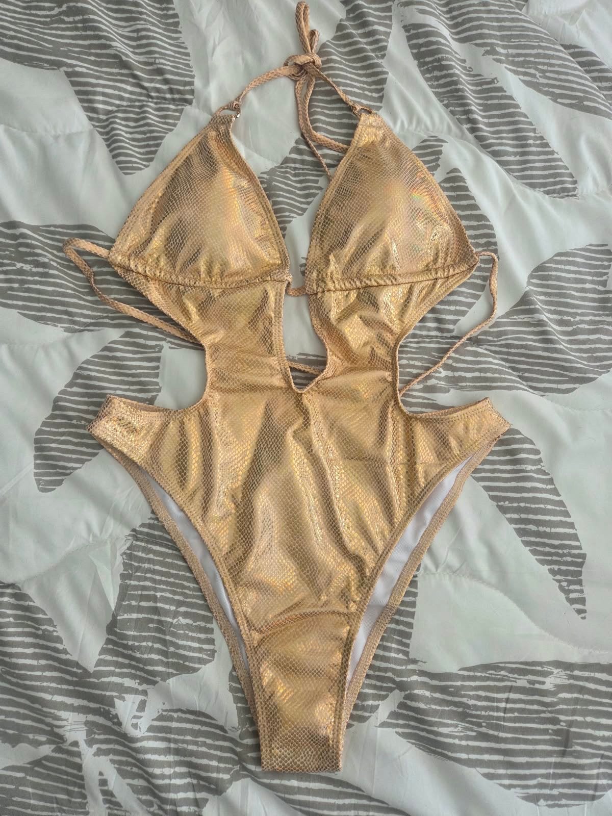 Gouden Shein Badpak - nieuw!, Ophalen of Verzenden, Nieuw, Goud, Badpak