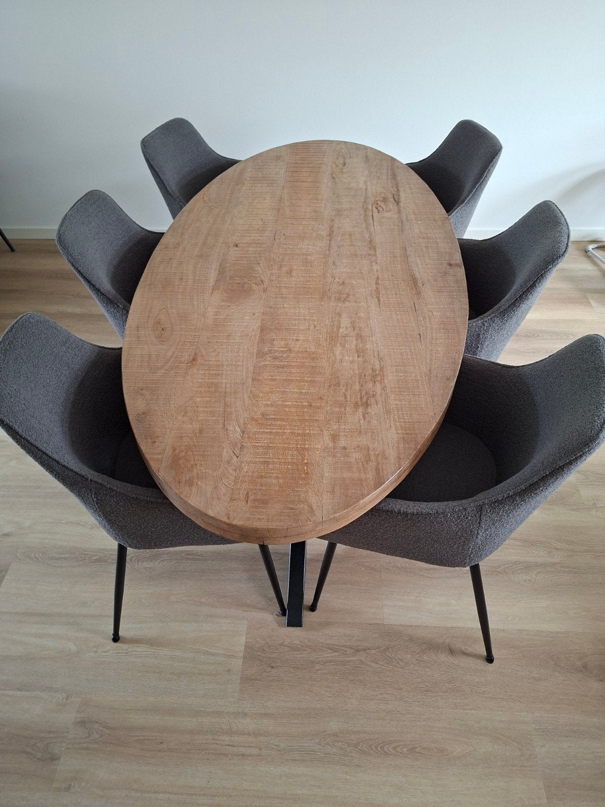 6 Eetkamerstoelen - Kick Maud donkergrijs, Huis en Inrichting, Stoelen, Ophalen, Zo goed als nieuw, Grijs