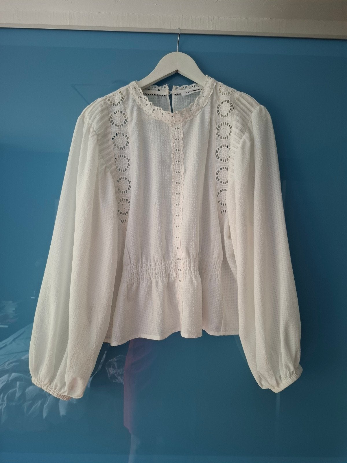 Co'couture witte kanten blouse met lange mouwen - Maat L, Wit, Maat 42/44 (L), Ophalen of Verzenden, Onbekend