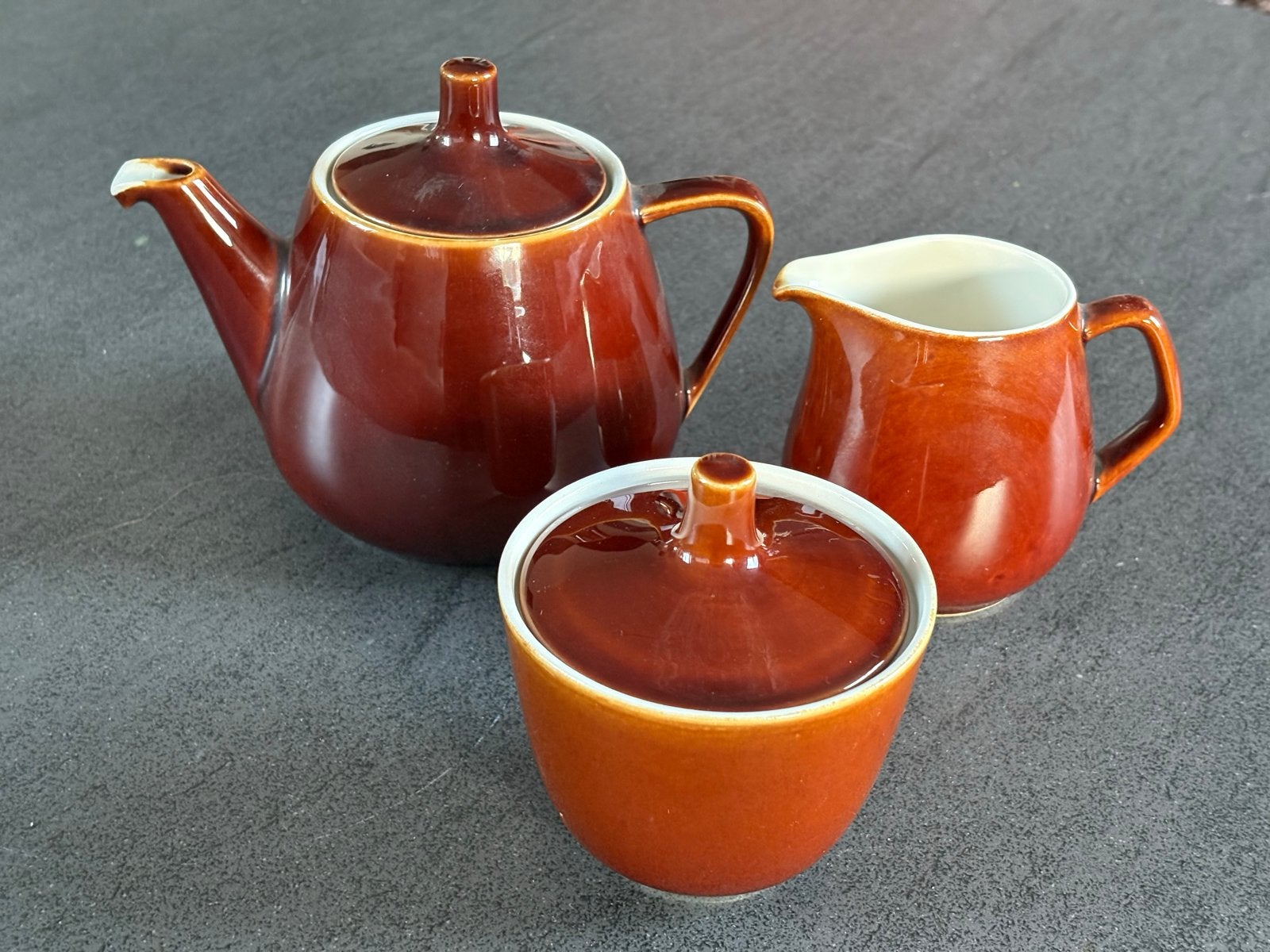 Vintage Villeroy & Boch theeservies - bruin, Antiek en Kunst, Ophalen of Verzenden