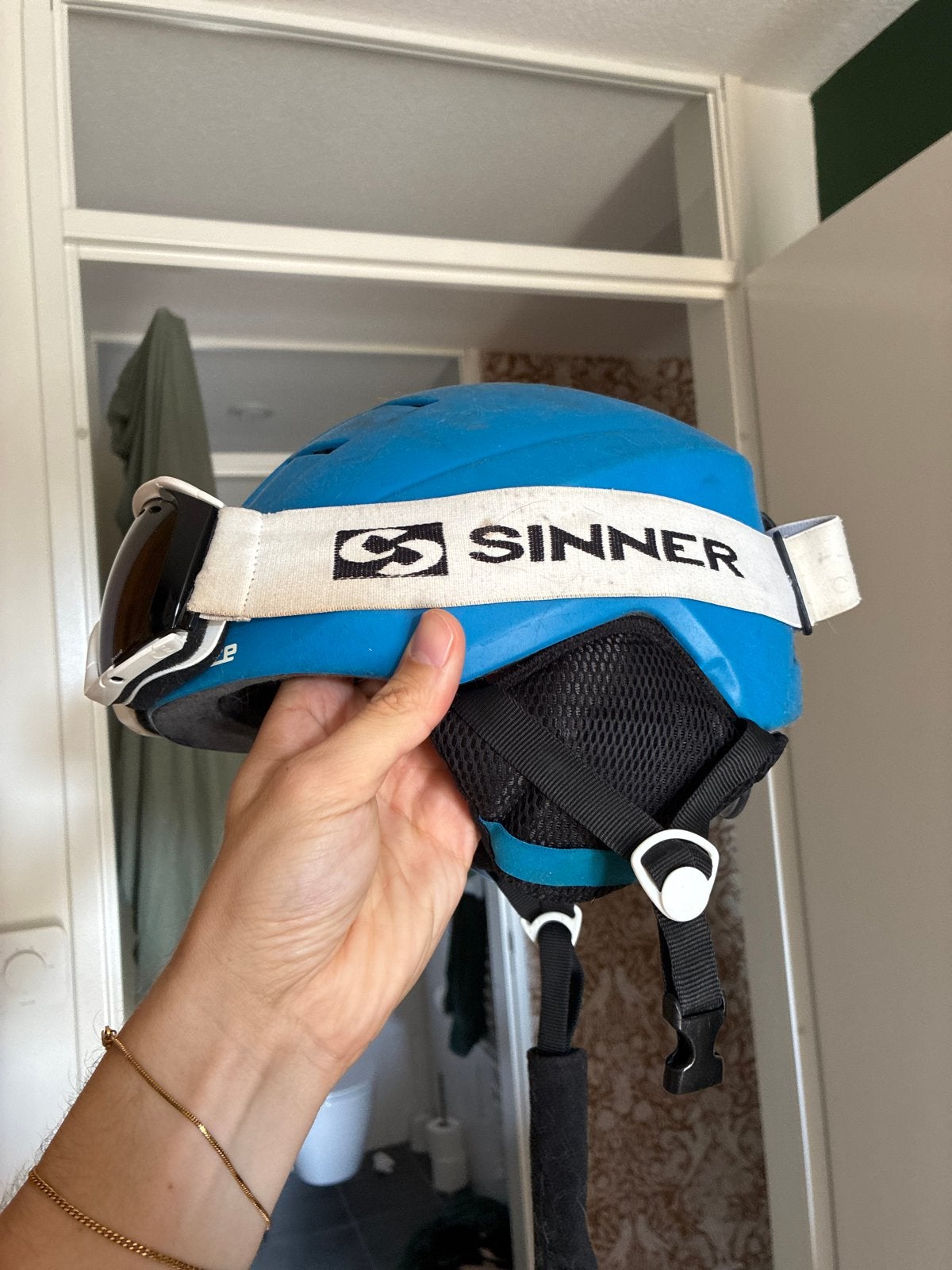 Sinner skibril + skihelm- Blauw, Overige merken, Gebruikt, Overige typen, Ophalen of Verzenden