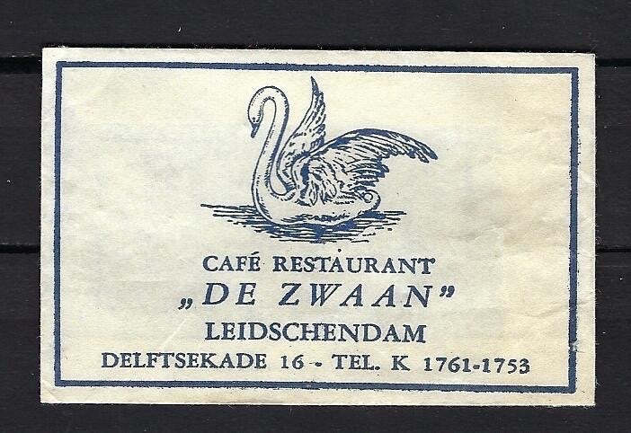 650 Leidschendam cafe rest DE ZWAAN, Ophalen of Verzenden, Nederland