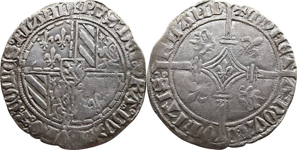 Dubbele groot 1434 tot 1467, Vlaanderen, Filips de Goede, Ophalen of Verzenden, Zilver, Losse munt, Zilver