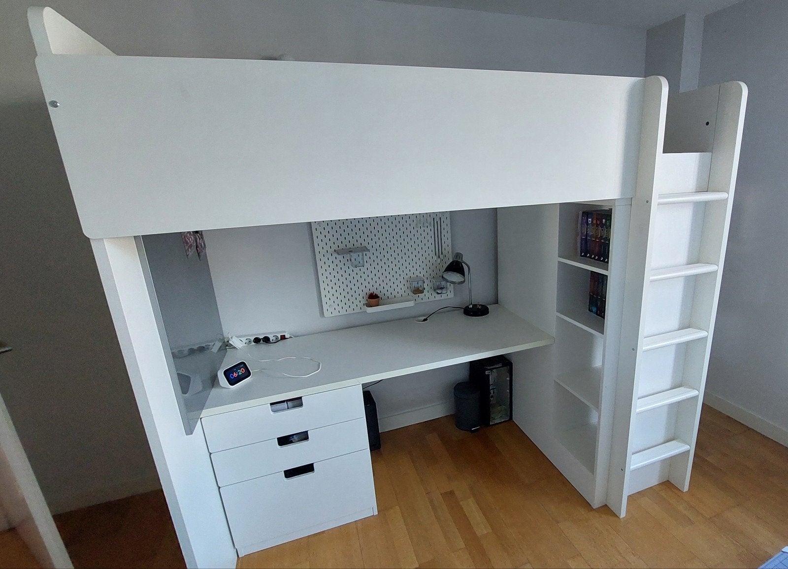 IKEA Stuva Hoogslaper met Bureau, Opbergruimte, kledingkast, Ophalen, Hoogslaper, Eenpersoons, 210 cm
