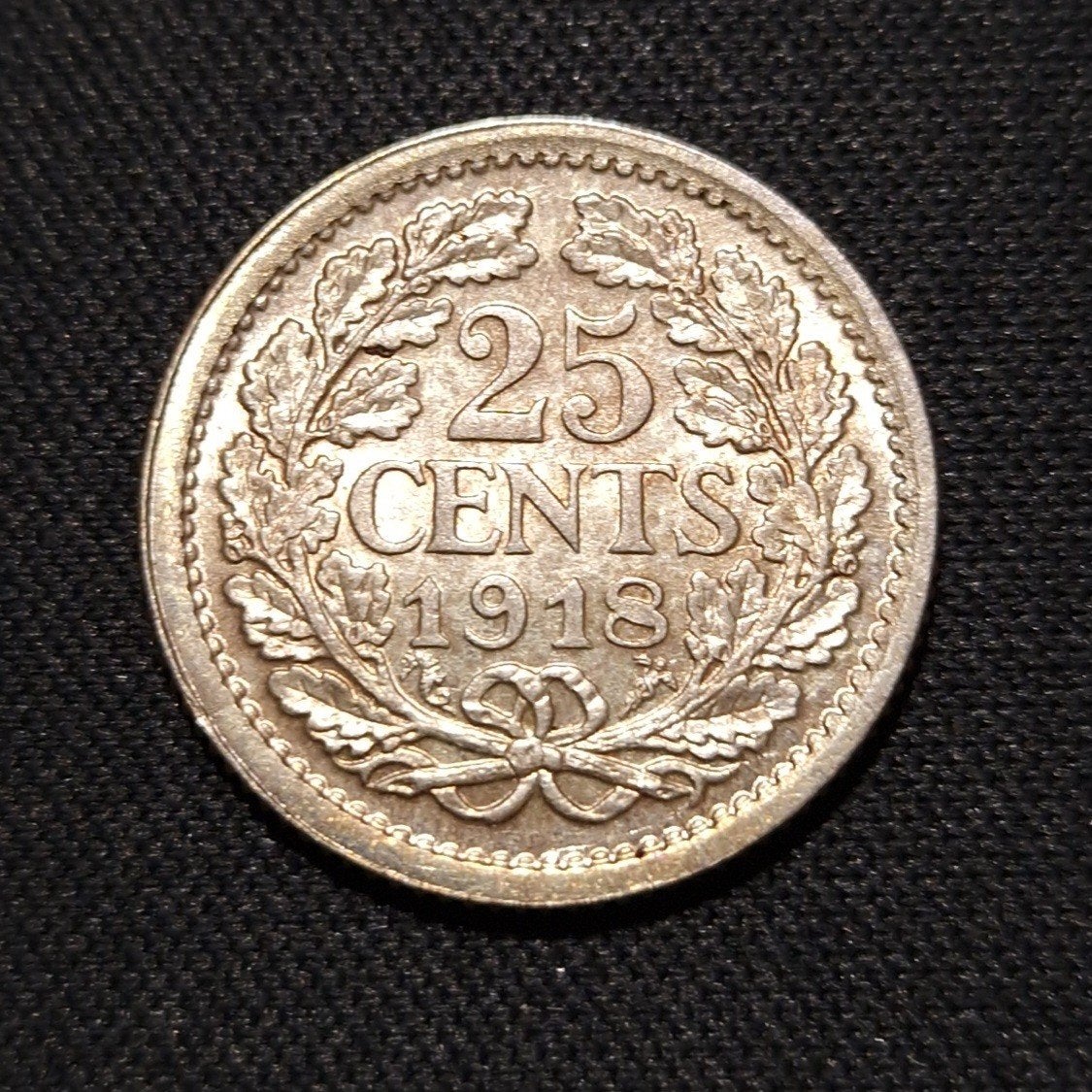 25 cent 1918, Postzegels en Munten, Munten | Nederland, Verzenden, Zilver, 25 cent, Koningin Wilhelmina