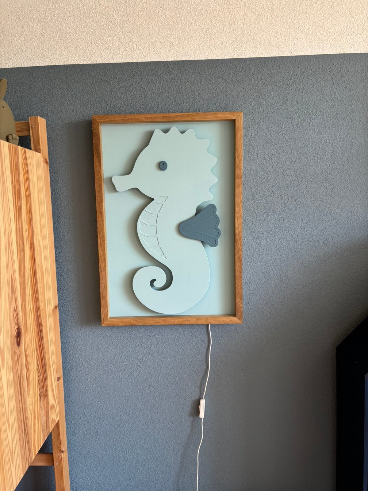 Wandlamp schilderij zeepaard, Ophalen, Zo goed als nieuw, Lamp
