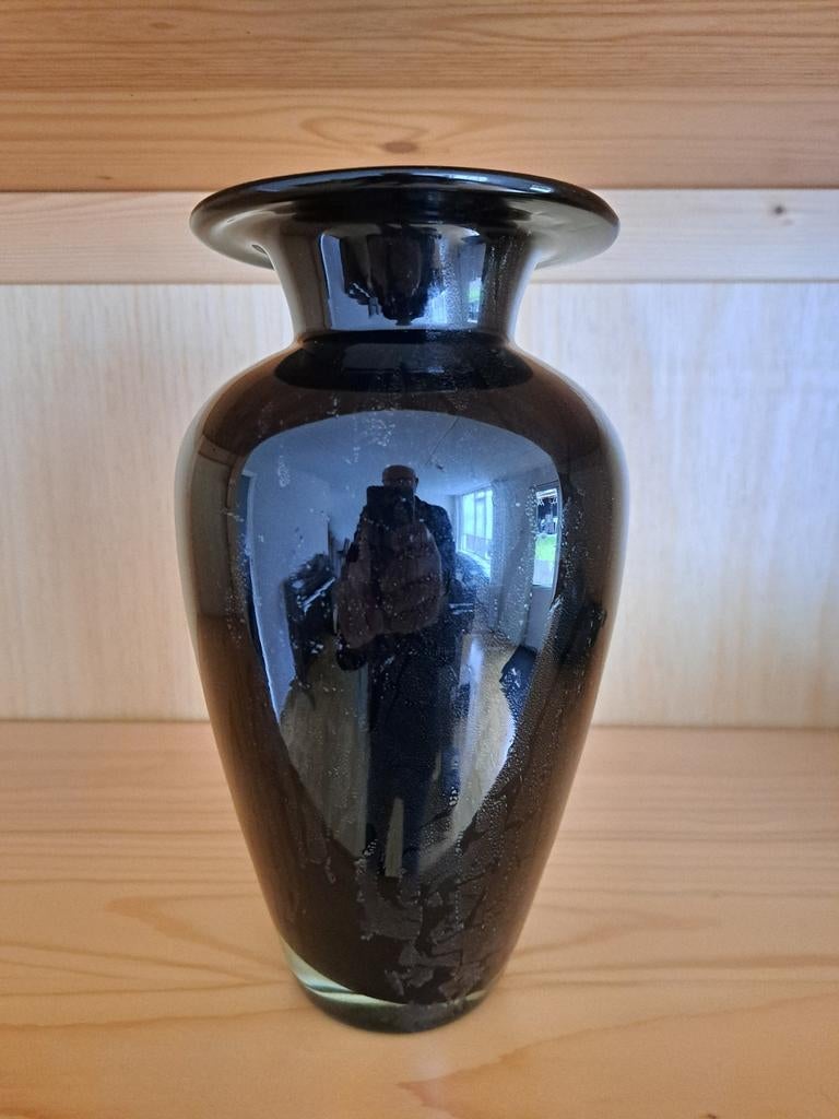 Richartz Art Collection vaas zwart zilverfolie - 22 cm, Antiek en Kunst, Ophalen of Verzenden