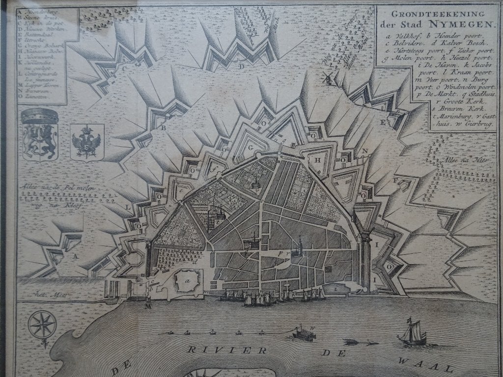Gravure stadsplattegrond Nijmegen Isaac Tirion 1740, Cartografie, Ophalen of Verzenden, Gravure, Origineel
