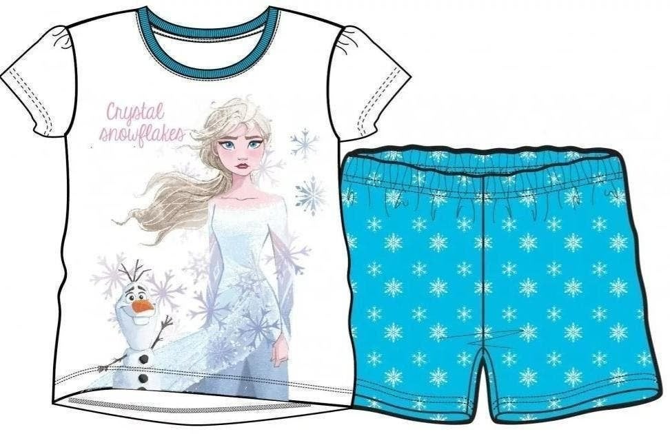 Disney Frozen Shortama Wit/Blauw - Maat 116 - 128 - Katoen, Nacht- of Onderkleding, Disney Frozen, Meisje, Nieuw
