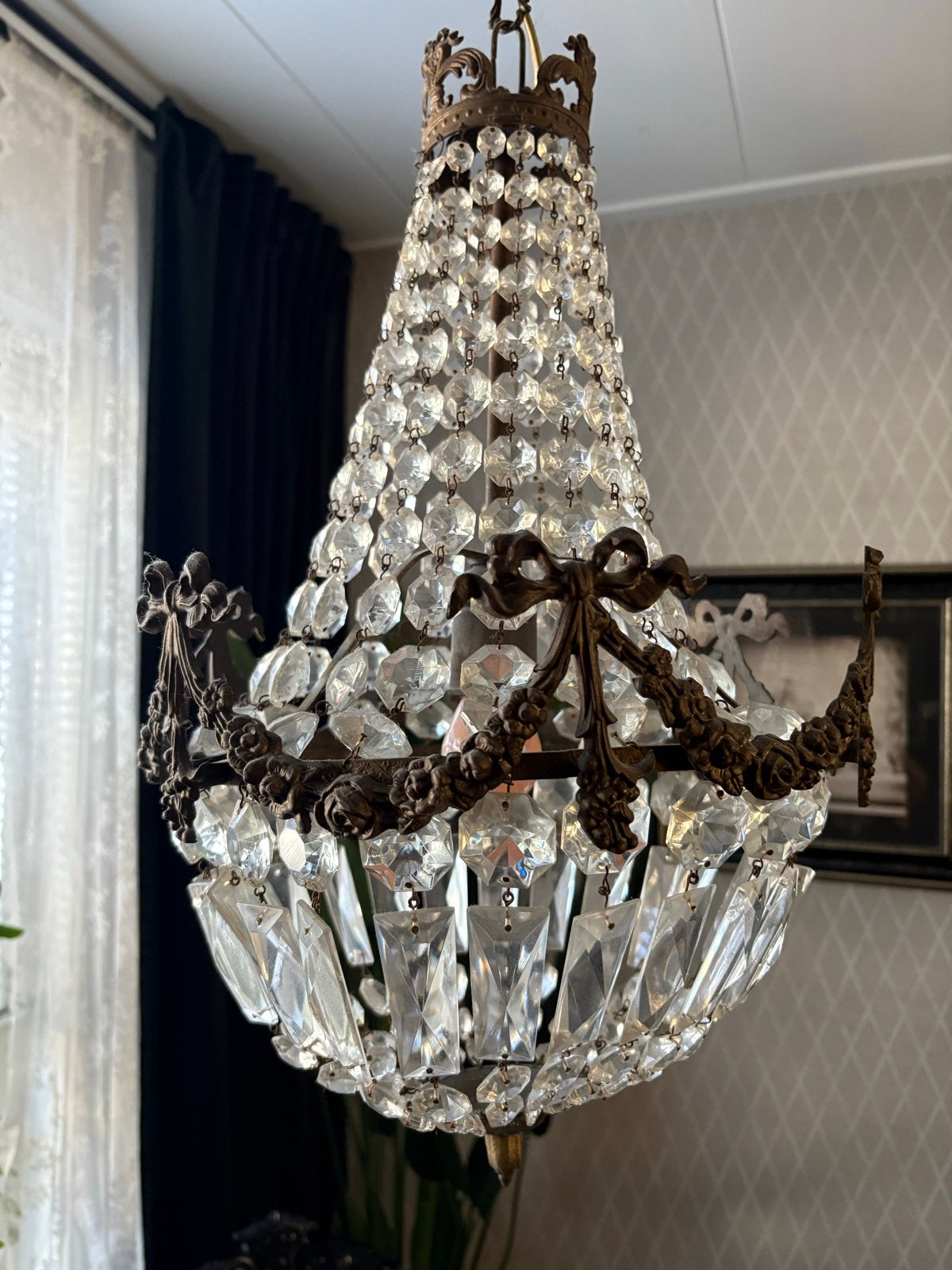 Mooie Kristallen Zaklamp met Sierbeslag 50x35cm, Ophalen