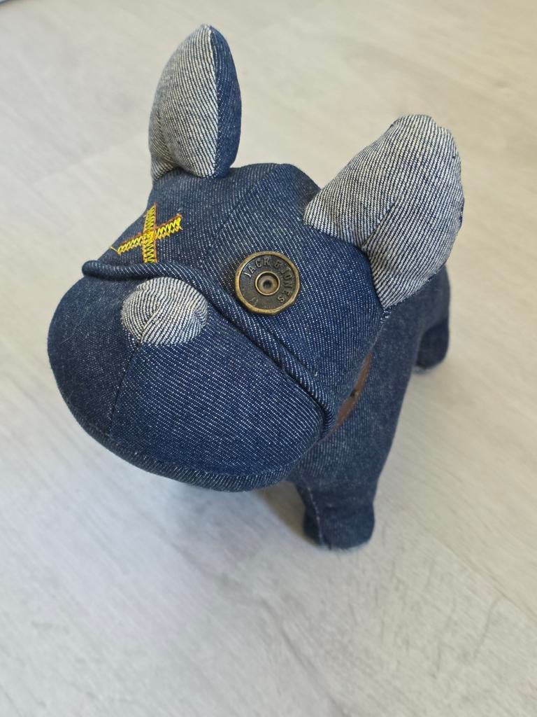 Jack & Jones bulldog denim dog spijkerstoffen hondje, Kinderen en Baby's, Speelgoed | Knuffels en Pluche, Ophalen