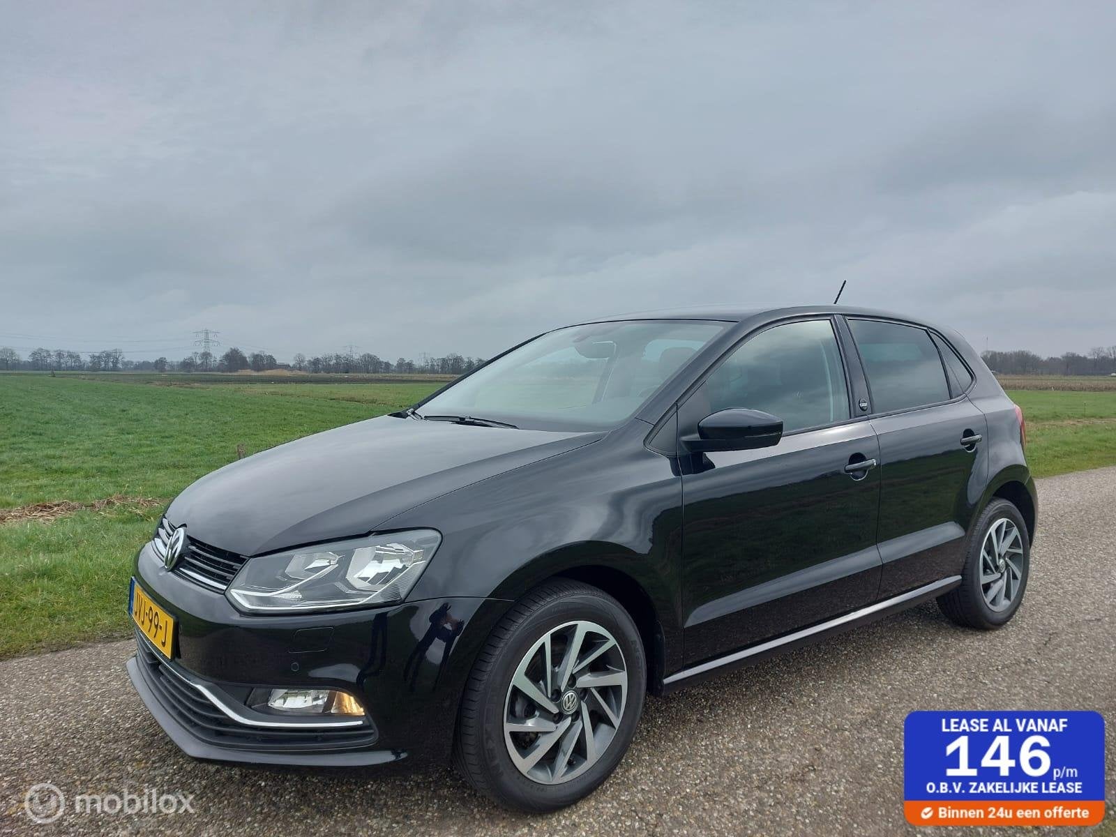Volkswagen vw Polo 1.0 Sound/clima/Cruisecontrol/dealer oh, Gebruikt, Euro 6, Zwart, Bedrijf