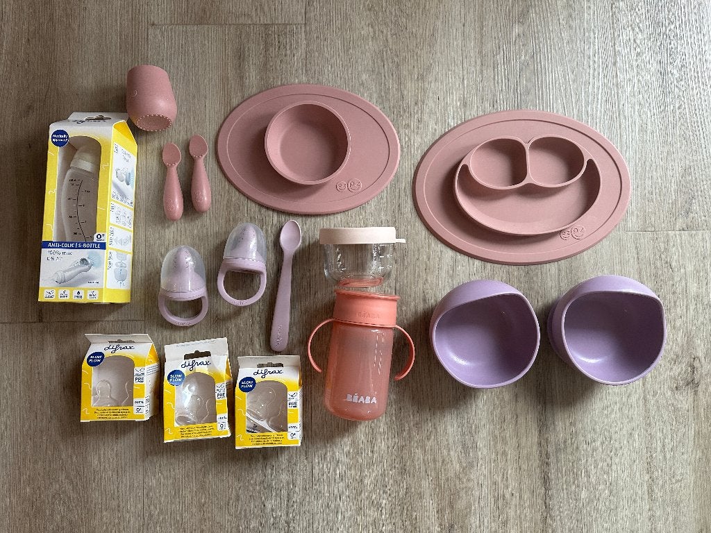 Starterpakket voeding baby Mushie/ EZPZ/ Beaba / Difrax, Kinderen en Baby's, Babyvoeding en Toebehoren, Ophalen, Zo goed als nieuw