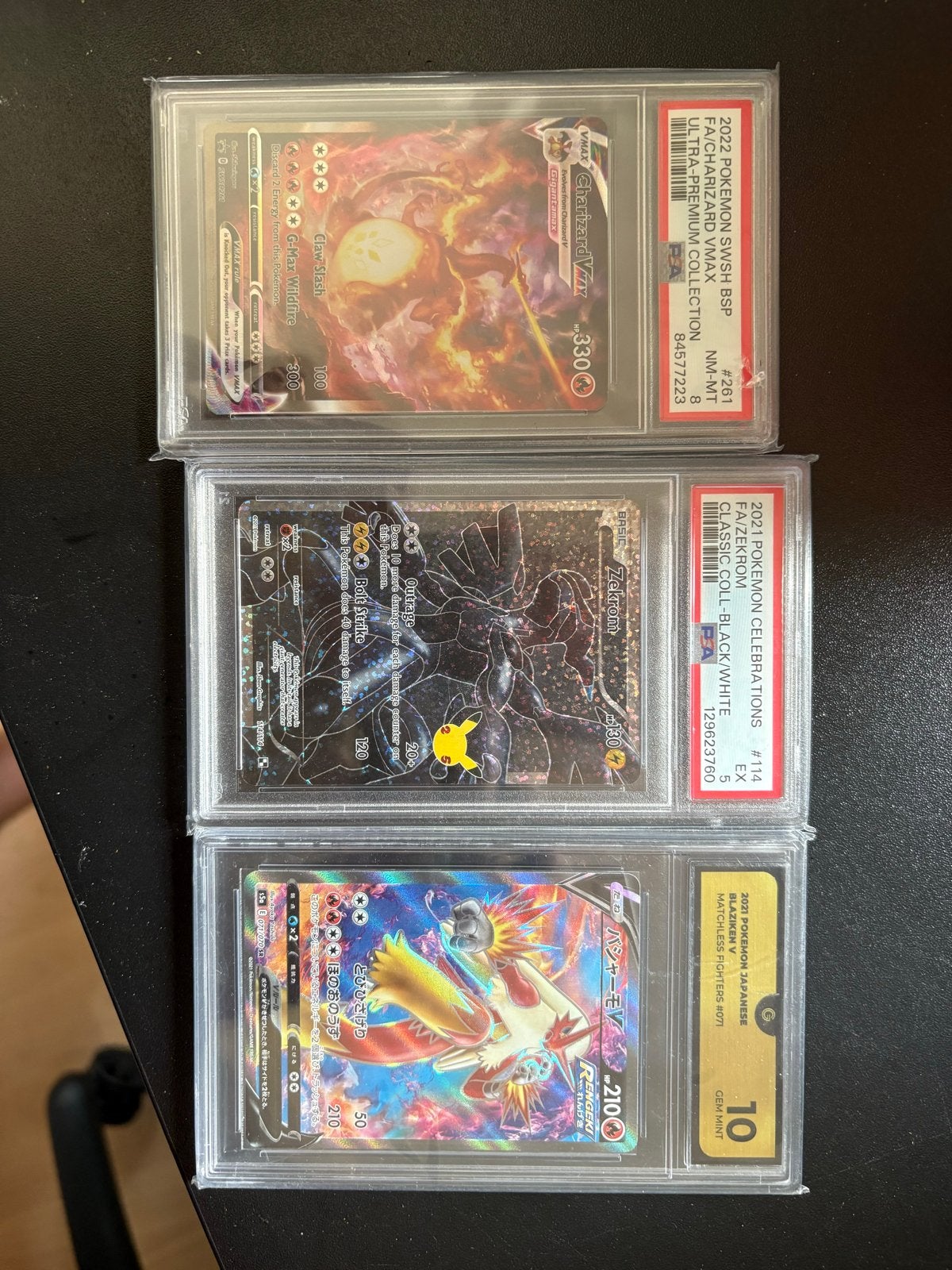 Pokemon Slabs: Charizard VMAX, Zekrom, Blaziken V, Ophalen, Zo goed als nieuw