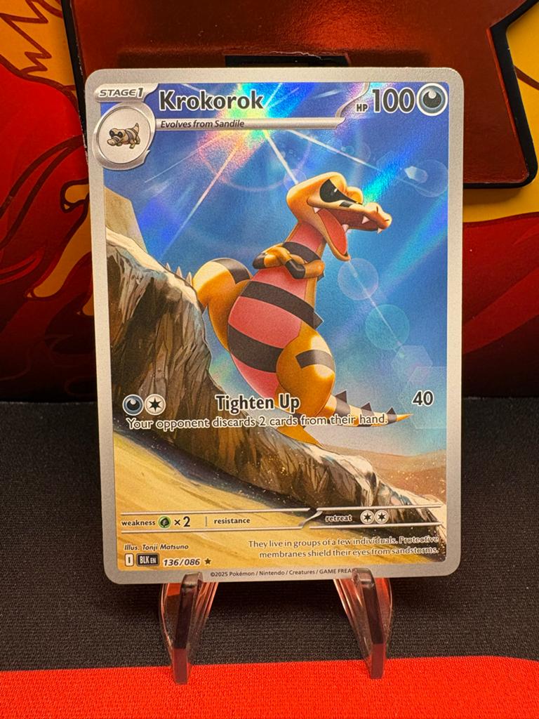 Krokorok 136/086 Holo Pokémon Kaart - Nieuwstaat, Ophalen of Verzenden, Zo goed als nieuw, Losse kaart, Foil