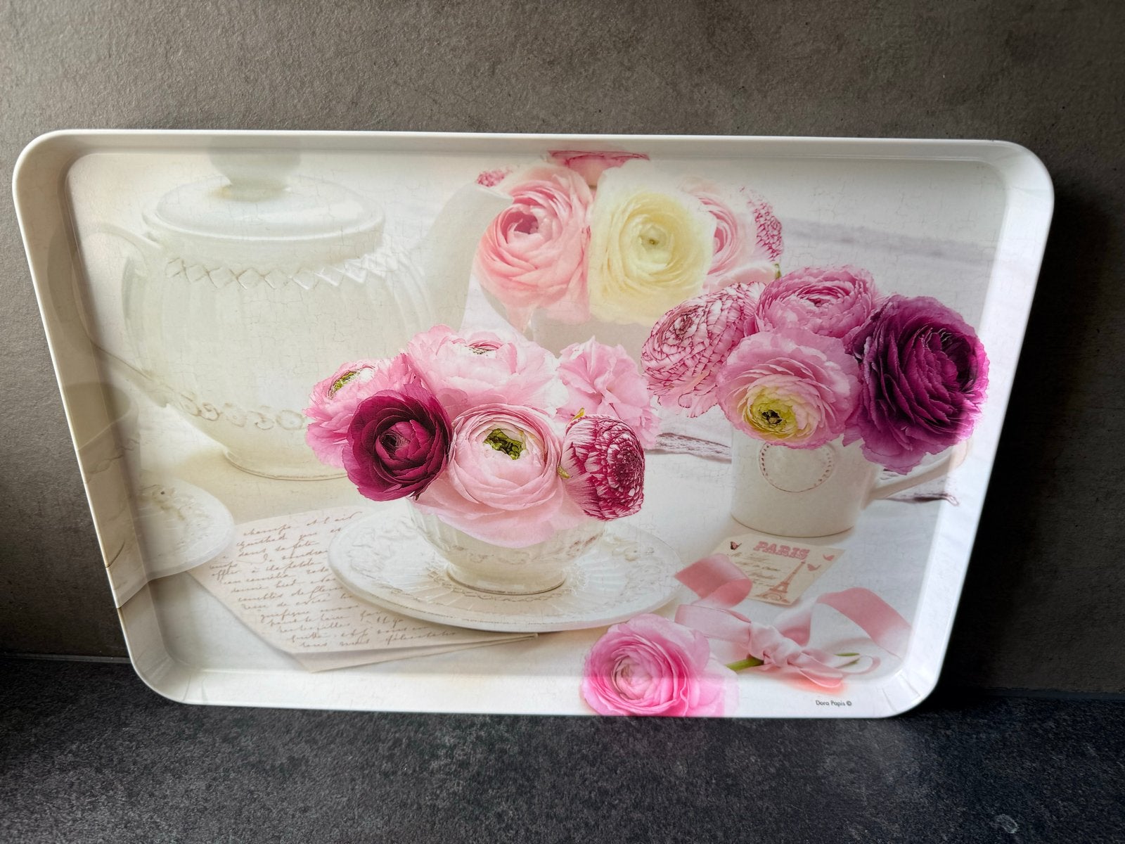 Set van 2 Dienbladen met Bloem- en Fruitprint, Ophalen, Kunststof, Zo goed als nieuw, Dienblad