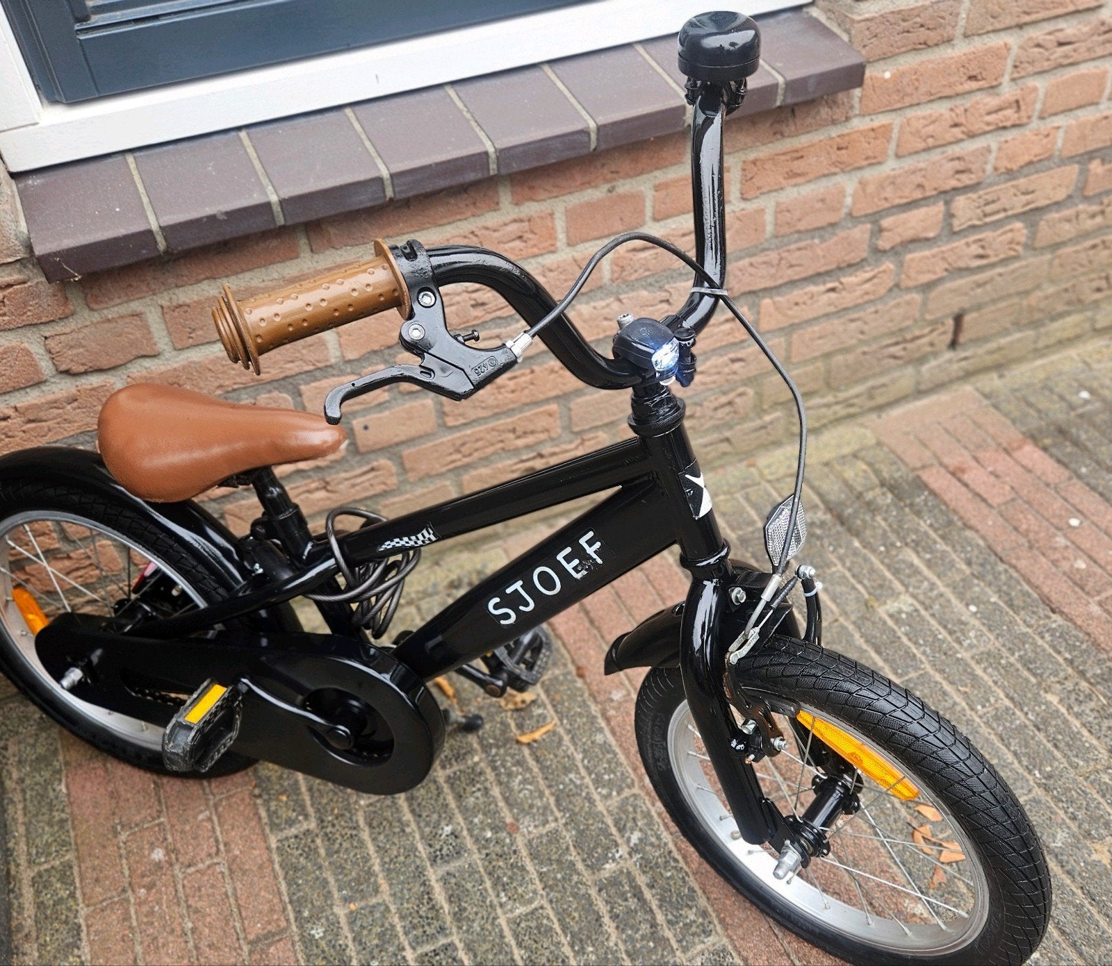 16 inch Sjoef fiets+slot en reserve sleutel+verlichting, Ophalen, Terugtraprem, Gebruikt, Handrem