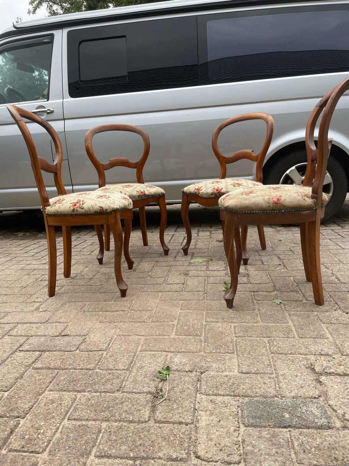 Set van 4 antieke stoelen met gebogen rugleuning, Antiek en Kunst, Ophalen of Verzenden