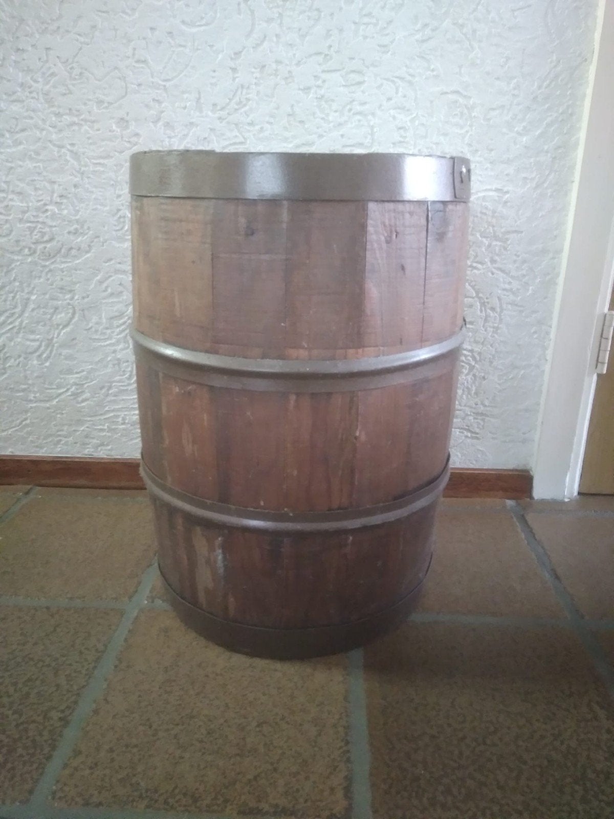Vintage houten ton met deksel - Decoratief en functioneel, Ophalen