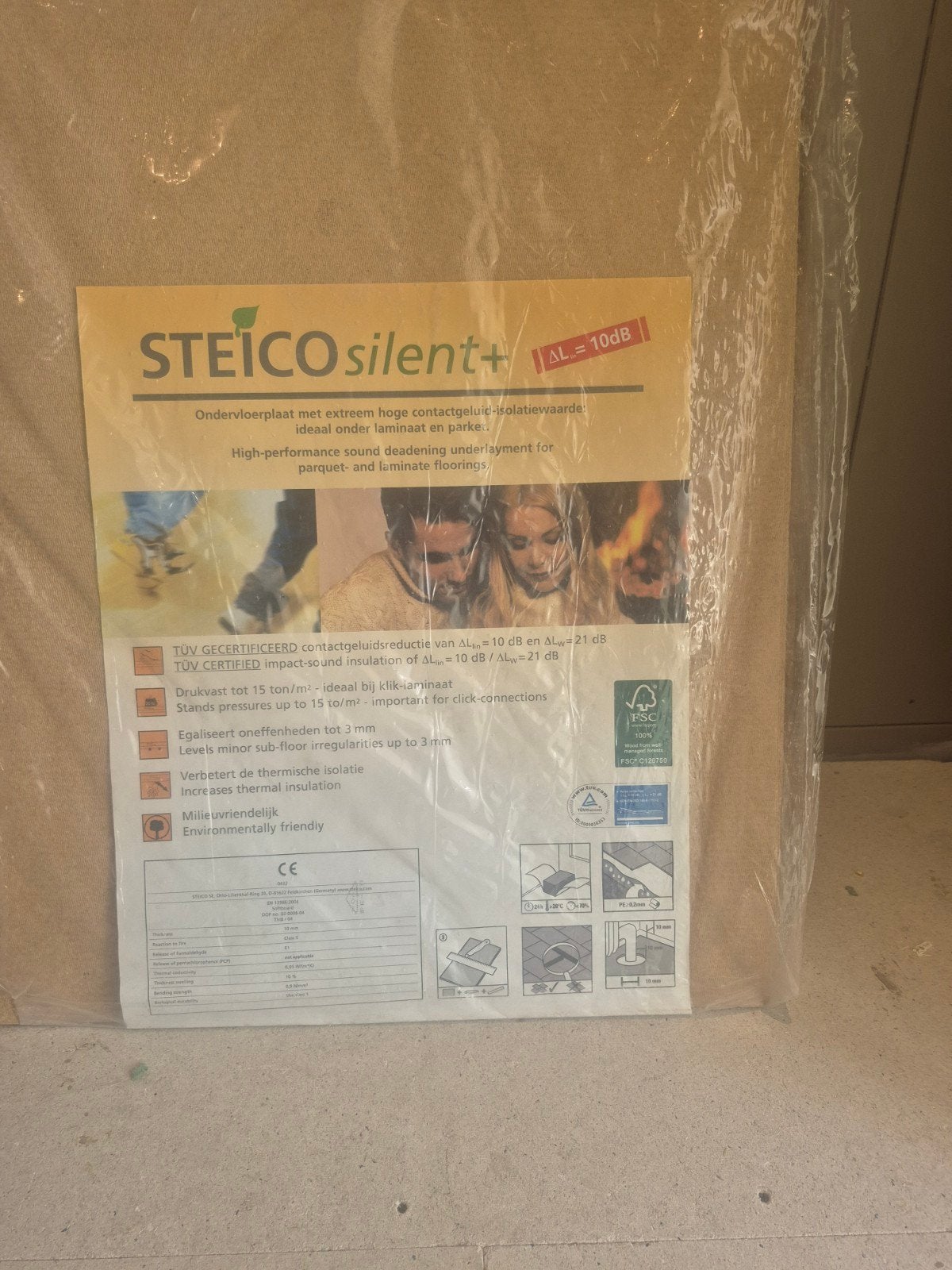 STEICO silent+ ondervloerplaat voor laminaat en parket, Overige materialen, Nieuw, Minder dan 5 m², Vloerisolatie