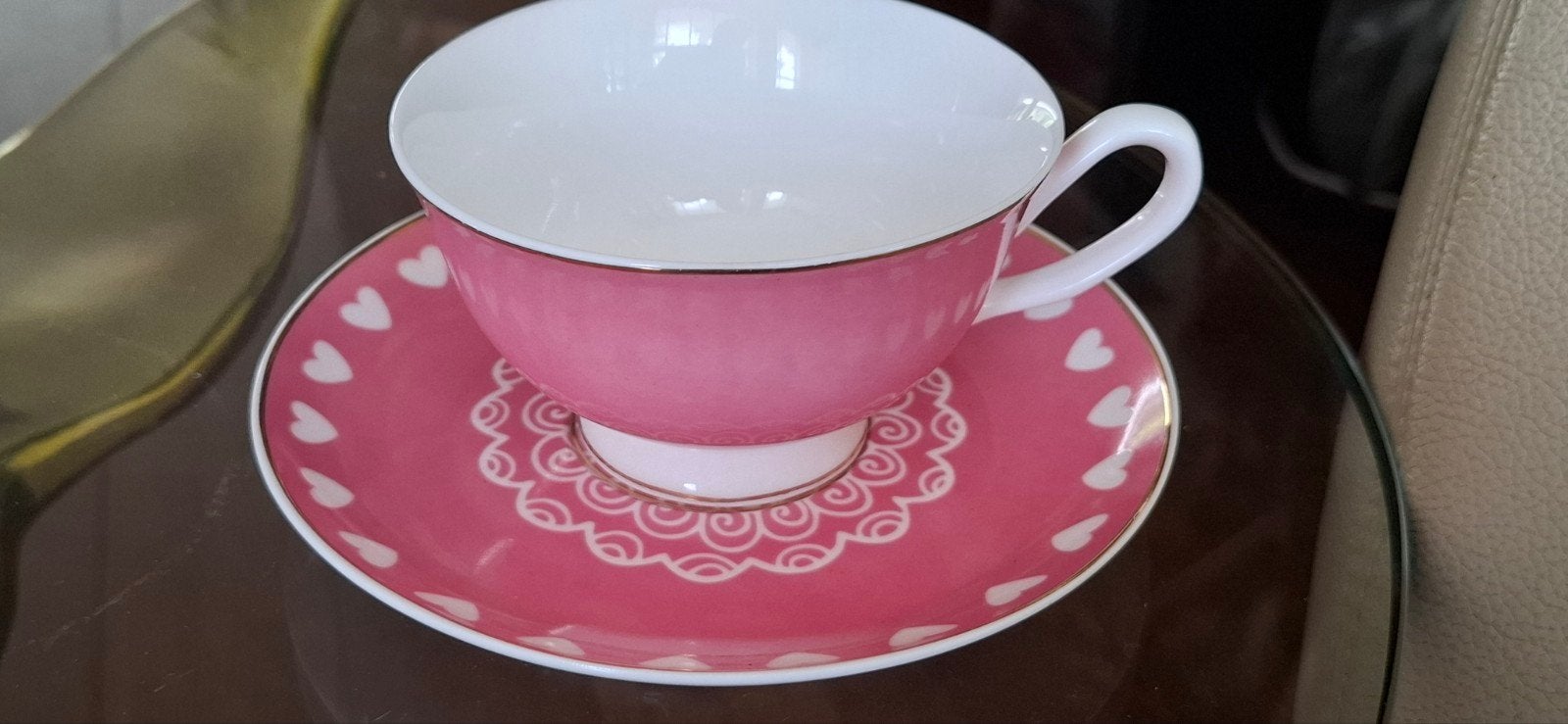 roze Riverdale kop met schotel, Overige merken, Klassiek, Ophalen of Verzenden, Zo goed als nieuw