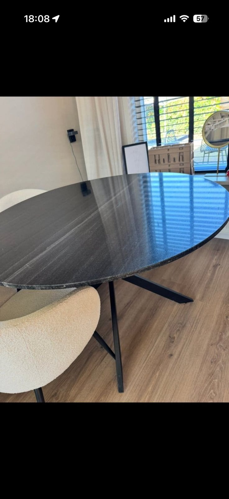 RONDE EETTAFEL NATUURSTEEN, Ophalen, Zo goed als nieuw, Rond, 100 tot 150 cm