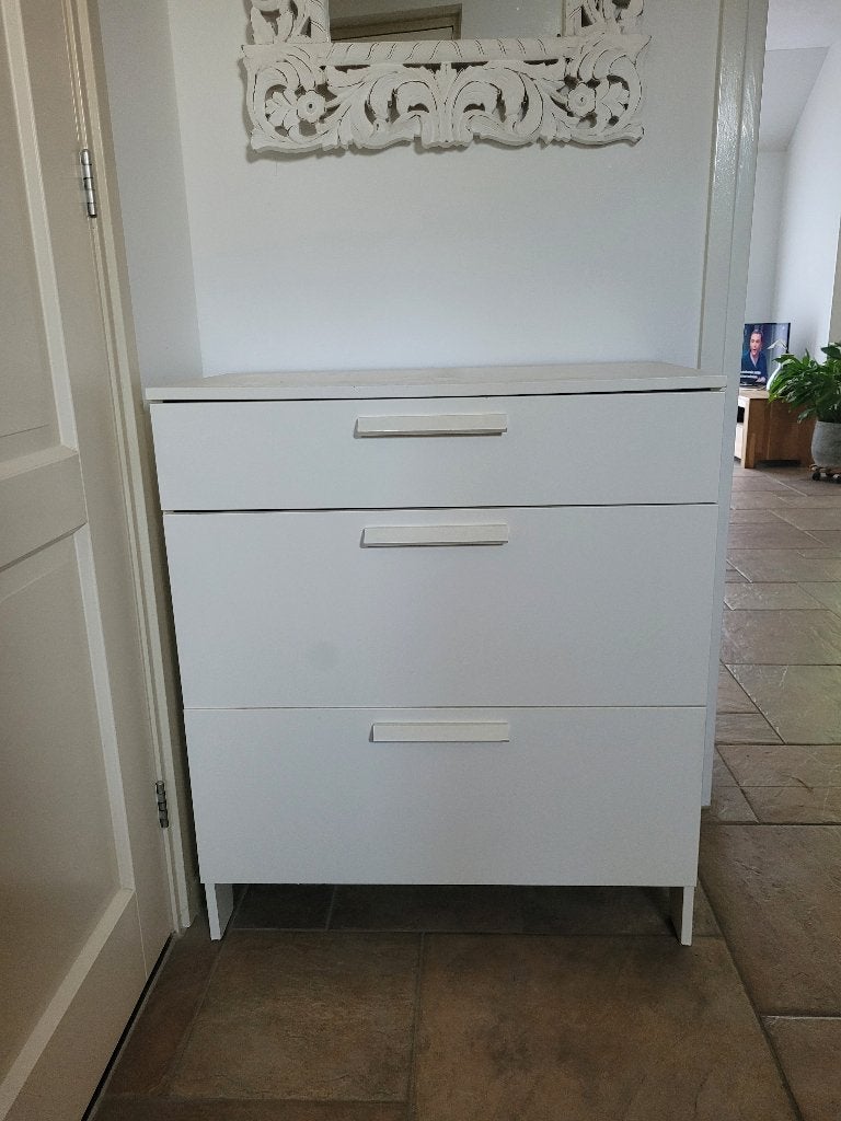 Witte ladenkast, Ophalen, Gebruikt, 50 tot 100 cm, 3 of 4 laden