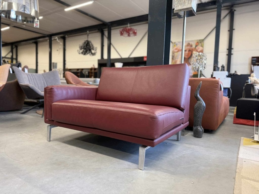 Als nieuw Leolux Bellice 1 Zits Bank rood leer Granata, Leolux, Eenpersoons, Info@leolux.nl, Ophalen of Verzenden