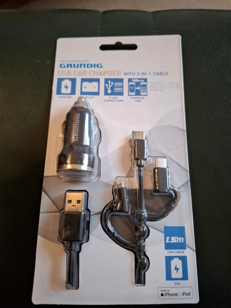GRUNDIG USB CAR CHARGER - GESEALED, Ophalen of Verzenden, Nieuw, Overige merken