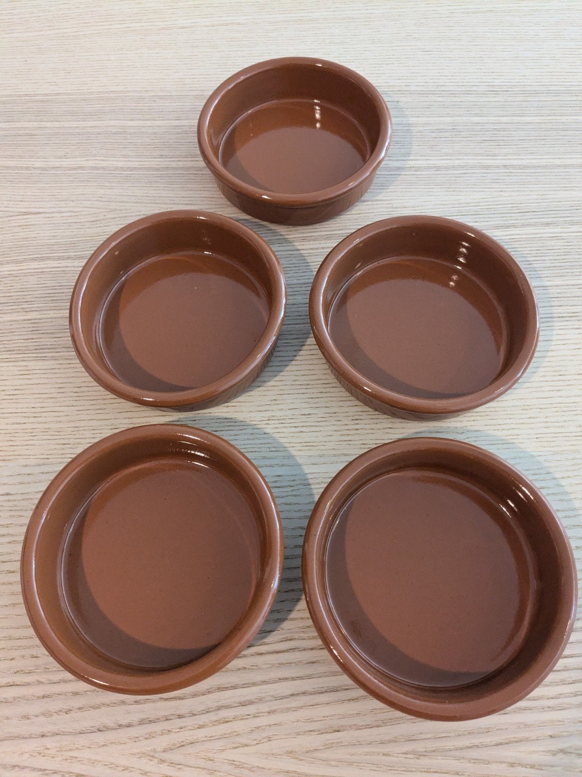 5 tapas schaaltjes terracotta geglazuurd, Ophalen, Gebruikt, Schaal of Schalen, Overige stijlen