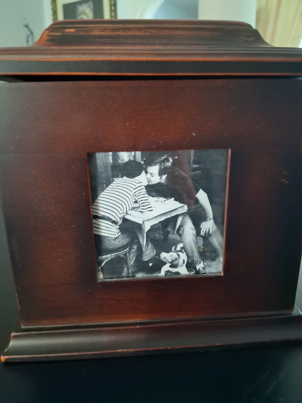 Bruine fotobox met fotolijst en opbergvakken, Ophalen, Gebruikt, Overige typen, Bruin